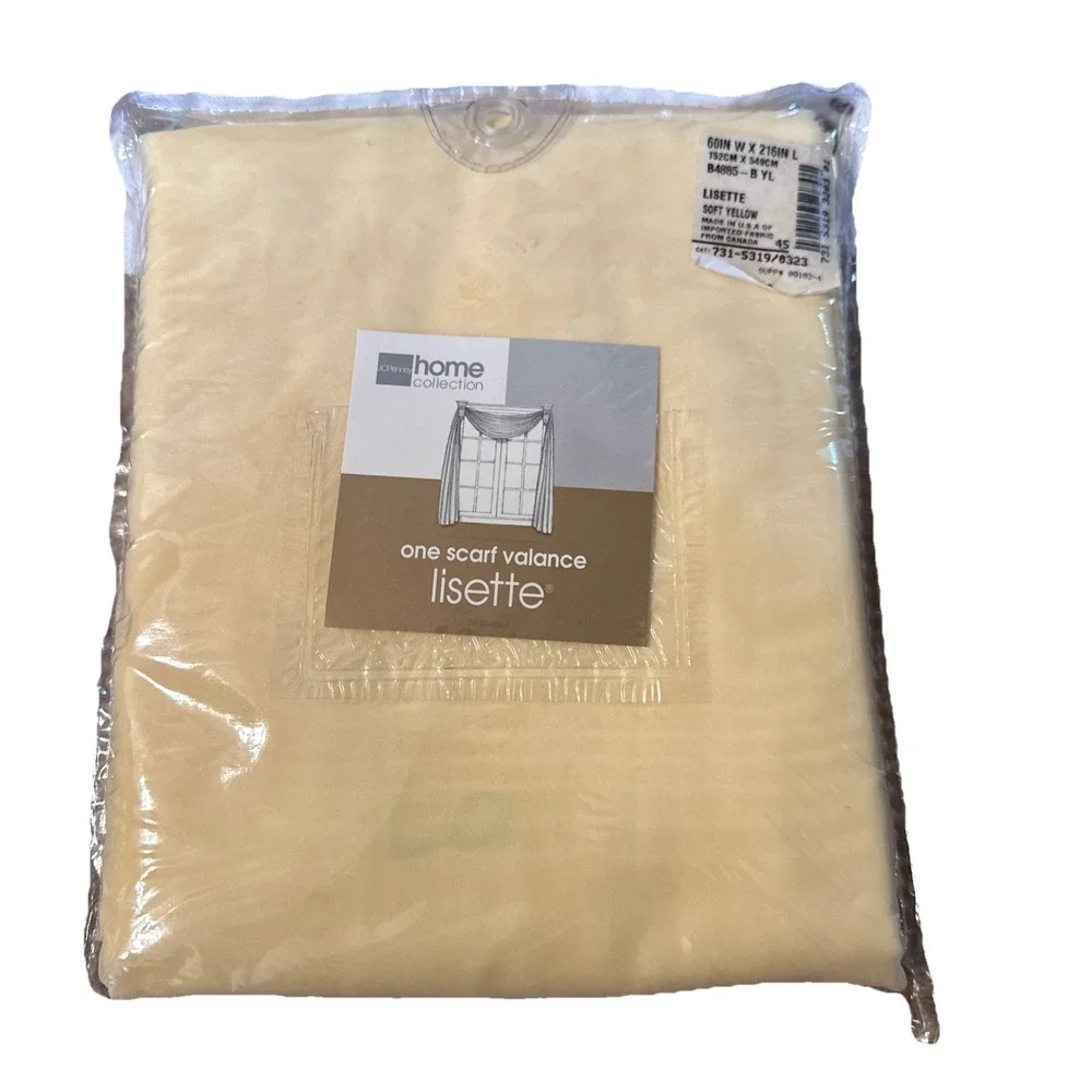 JCPenney Home Lisette Soft Yellow One Scarf‎ Valance 60x216 New in Package